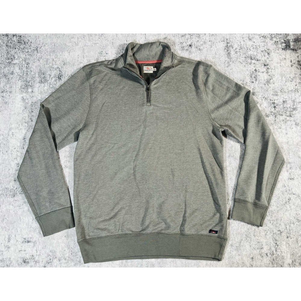 Faherty Quarter Zip Pullover Sweater Mens M Gray Quiet Luxury Cozy Classic